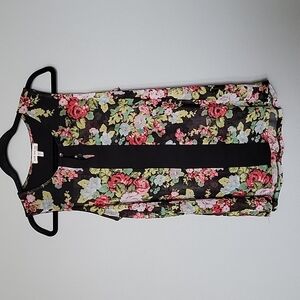 Faith and Joy Spring floral mesh sleeveless top large